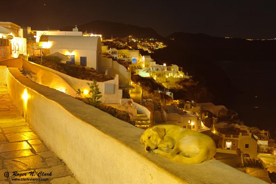 image oia.santorini.dog.at.night.c09.10.2011.img_0926-7.c-900.jpg is Copyrighted by Roger N. Clark, www.clarkvision.com